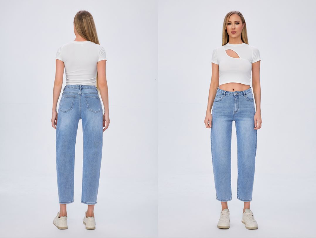 Détail jean coupe mom