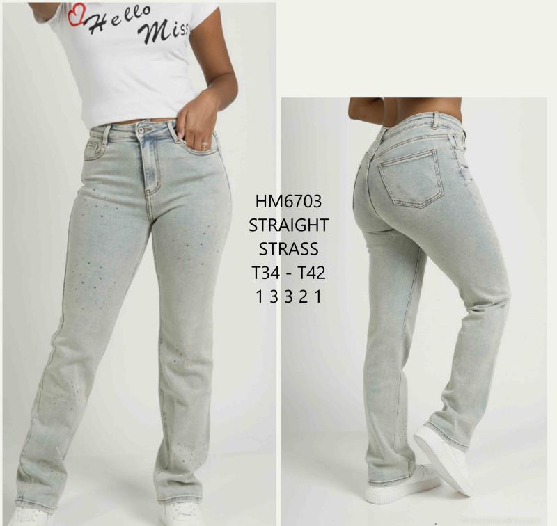 Jean droit strass