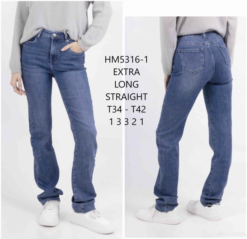 Jeans droit extra long taille haute