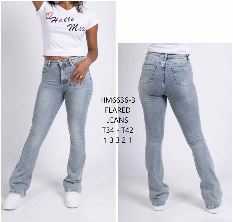 Flared jeans taille haute, délavage vintage