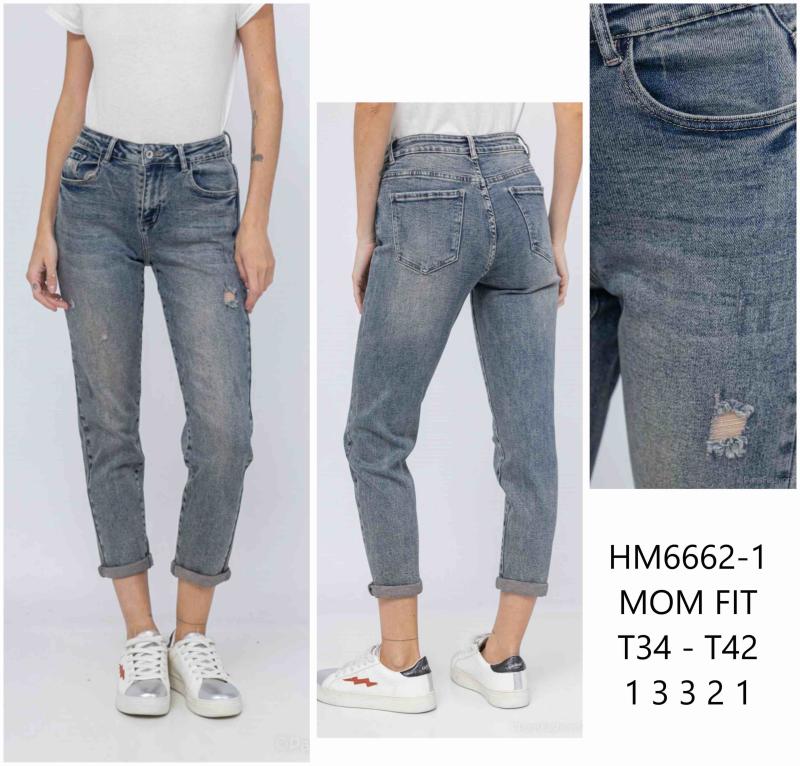 Mum jeans déchiré délavage vintage