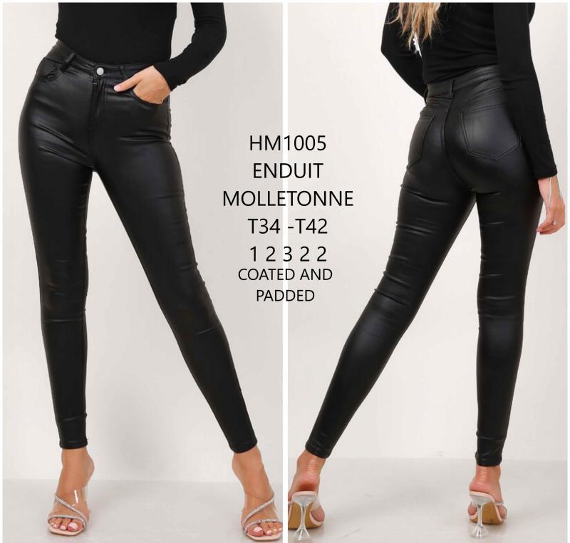 Pantalon enduit molletonné
