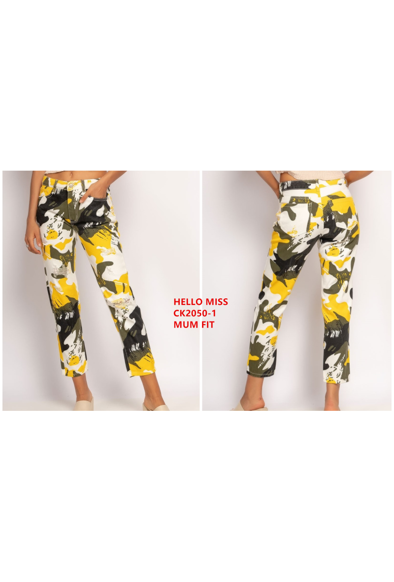 Mum jeans déchiré camouflé