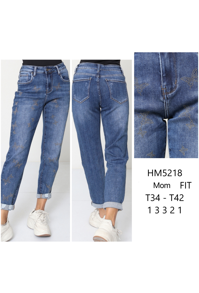 Mum jeans à strass