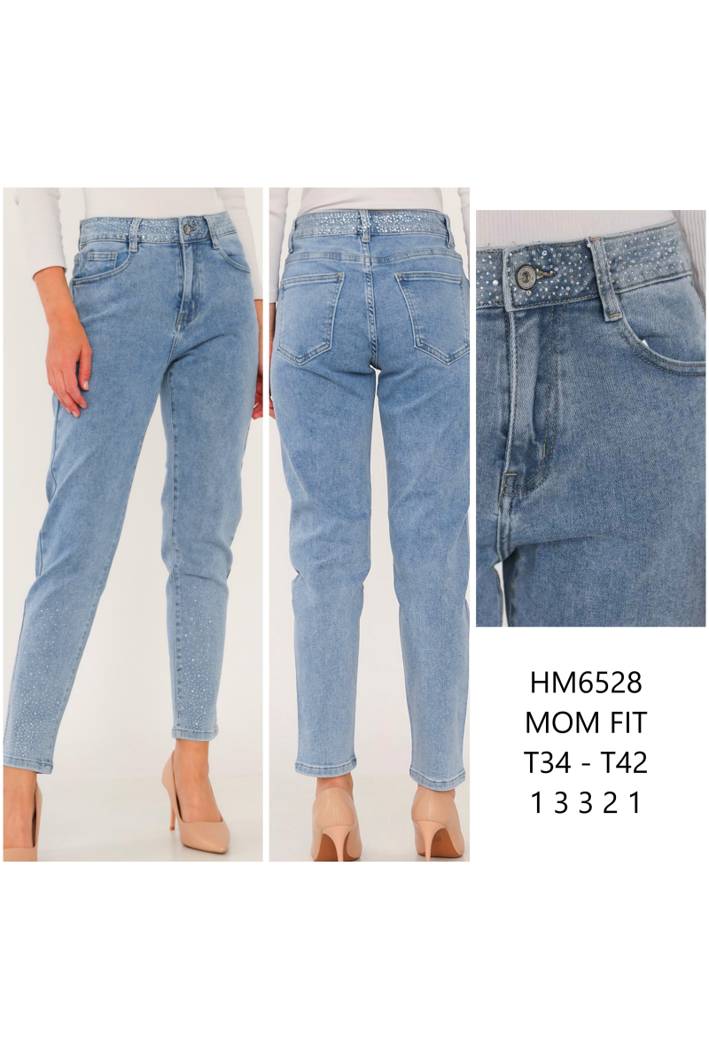 Mum jeans à strass