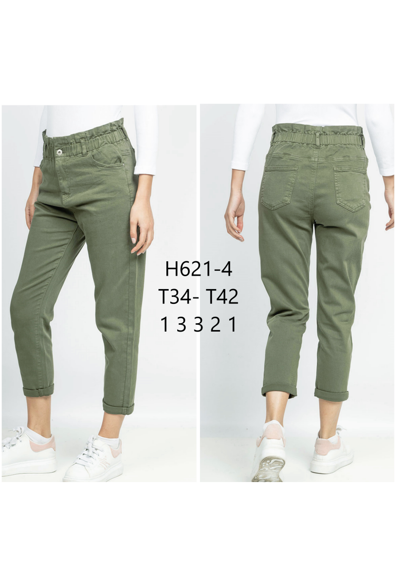 Pantalon mum fit taille élastique