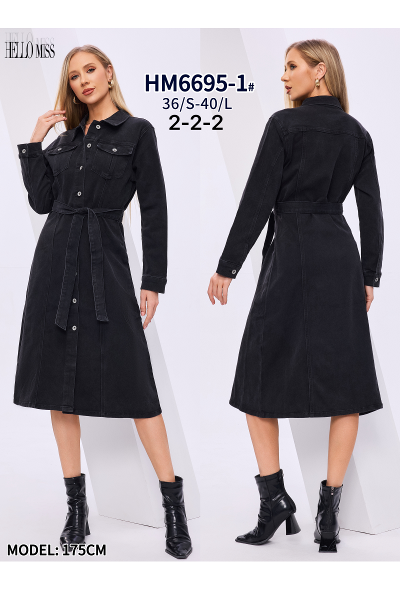 Robe longue en jean manches longues