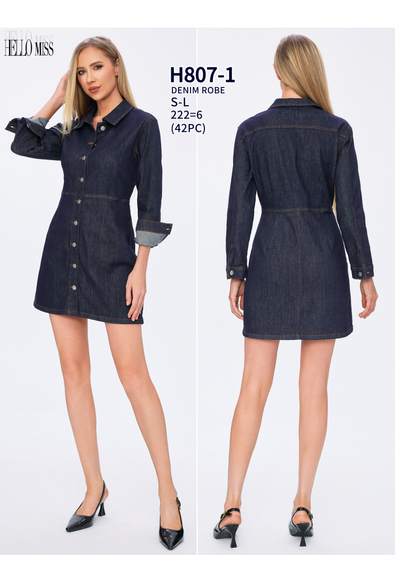 Robe courte en jean manches longues