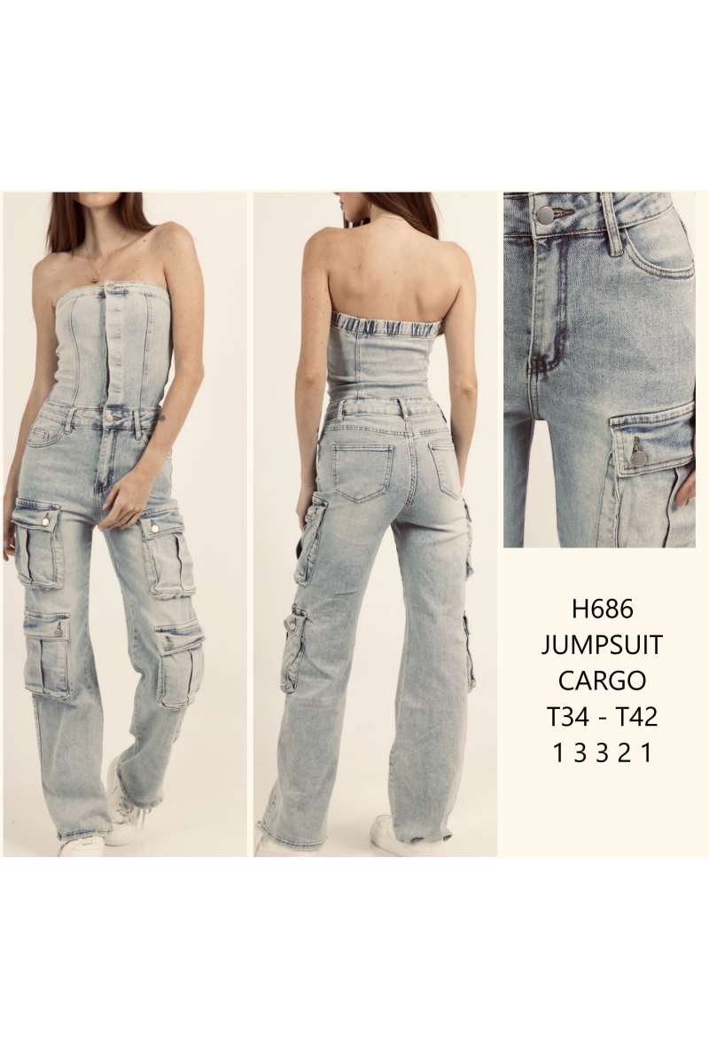 Combinaison bustier en jean