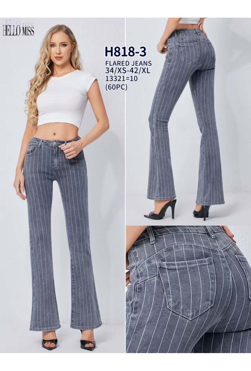 Jeans évasé à rayure
