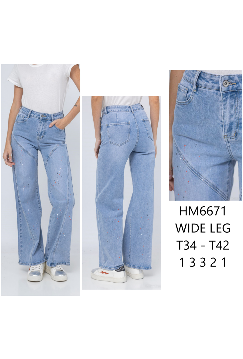 Jeans large à peinture