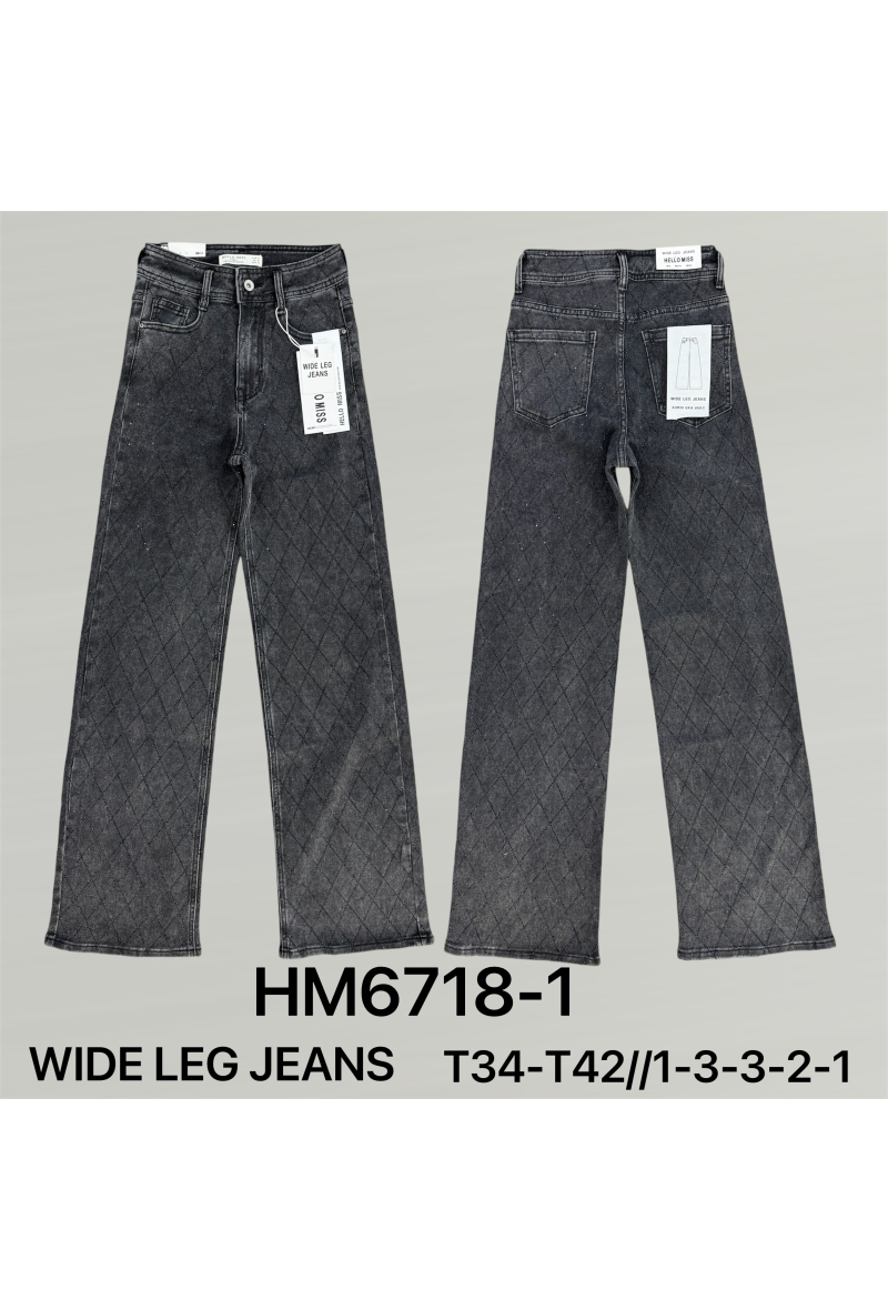 Jeans large à strass