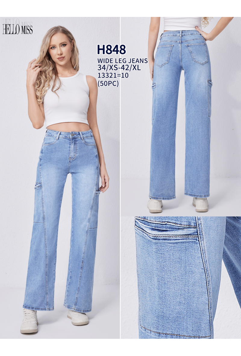 Jeans large aux poches latéraux