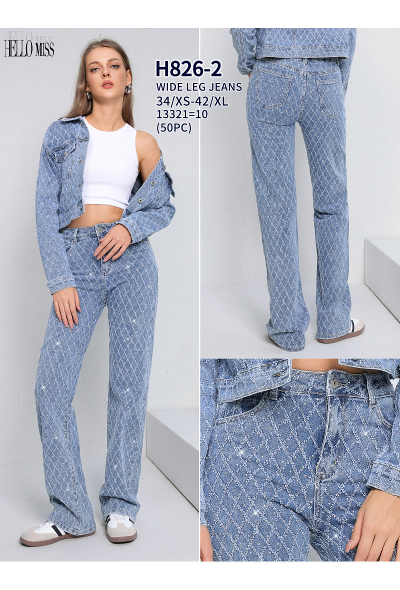Jeans large à strass