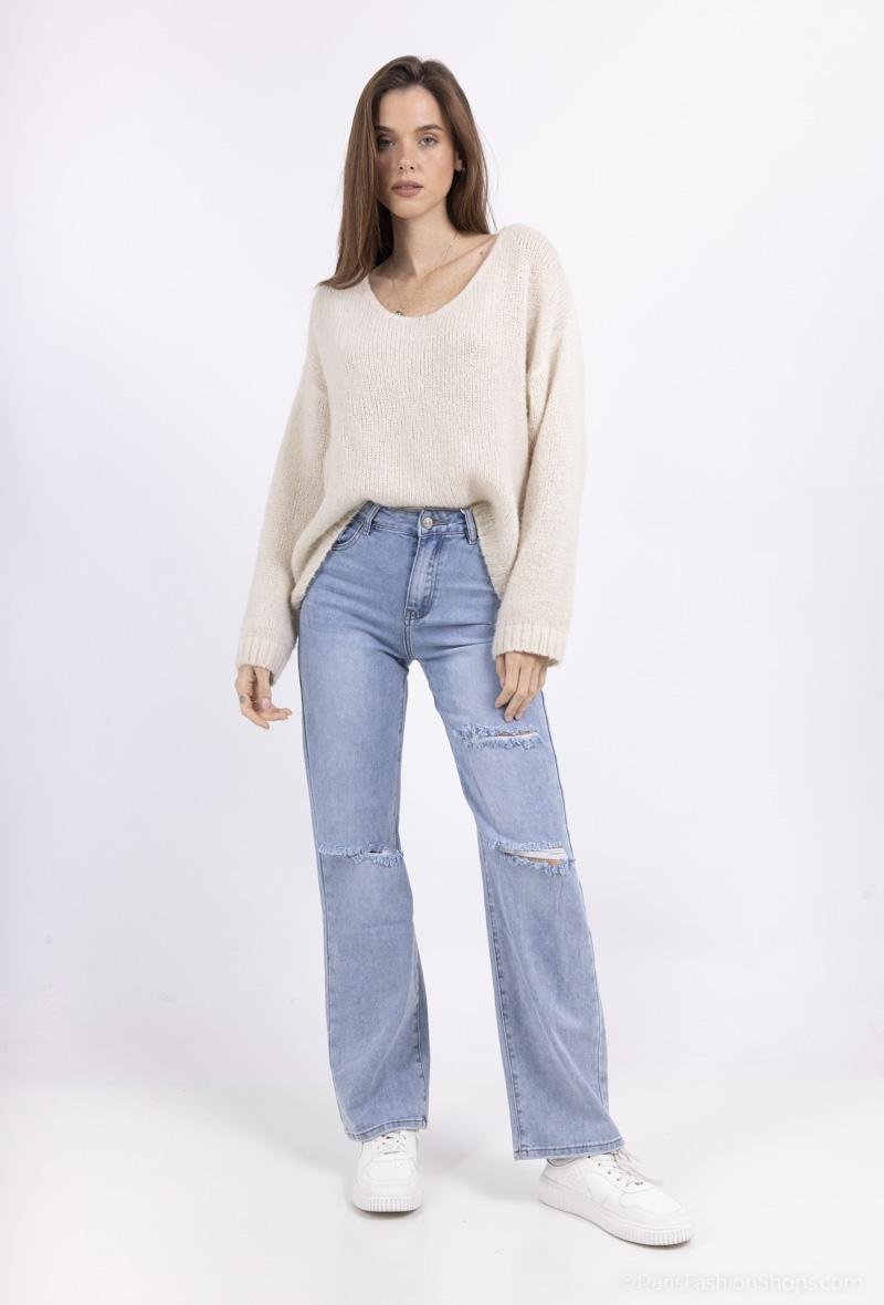 Jeans large déchiré