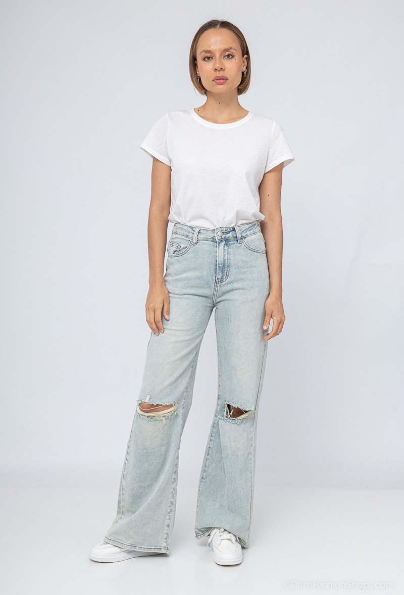 Jeans large déchiré