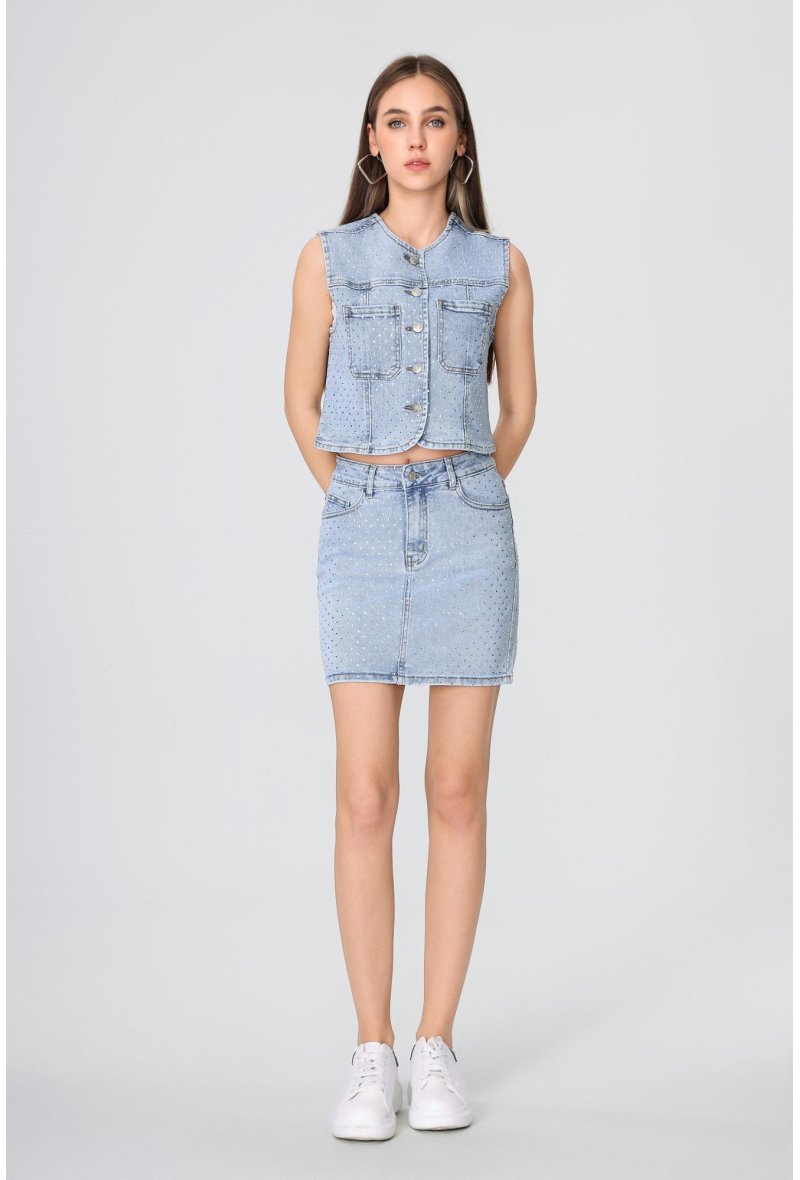 Gilet sans manches à strass