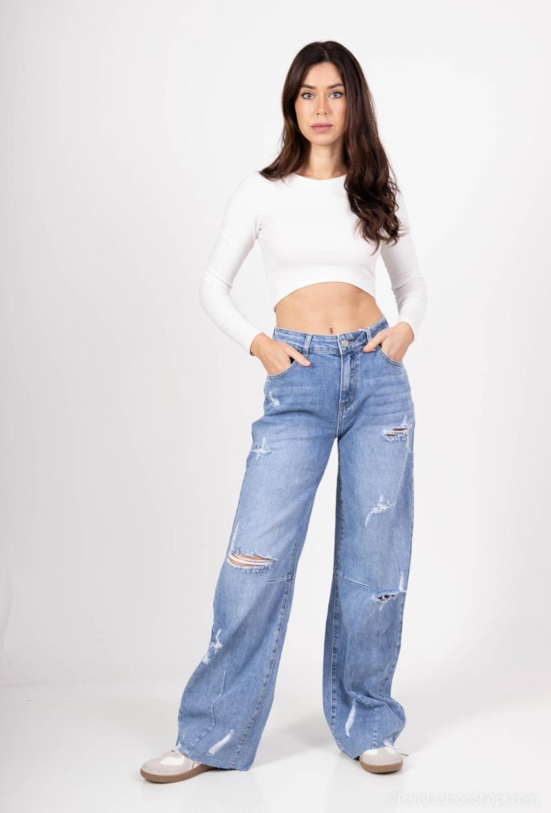 Jeans large déchiré