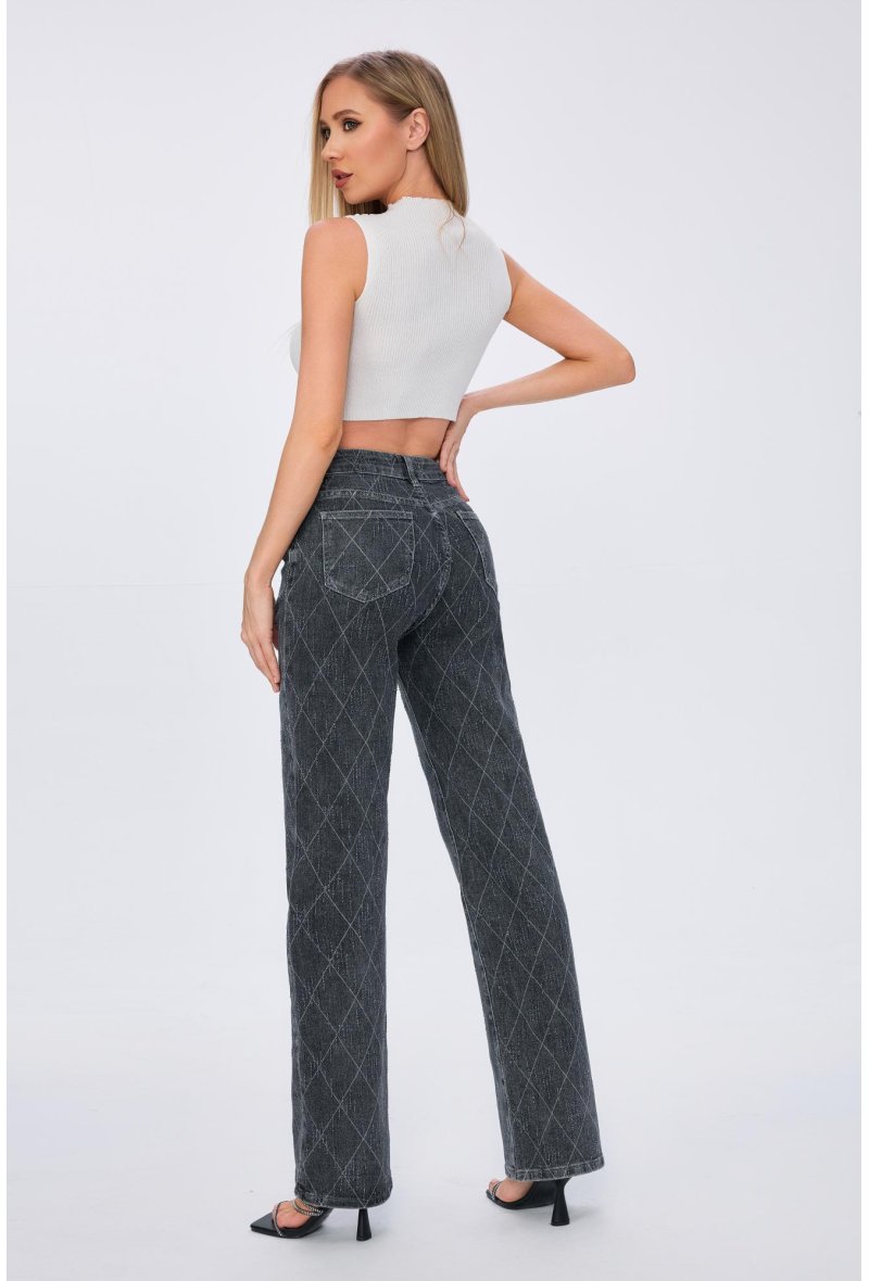 Jean large motif diamant