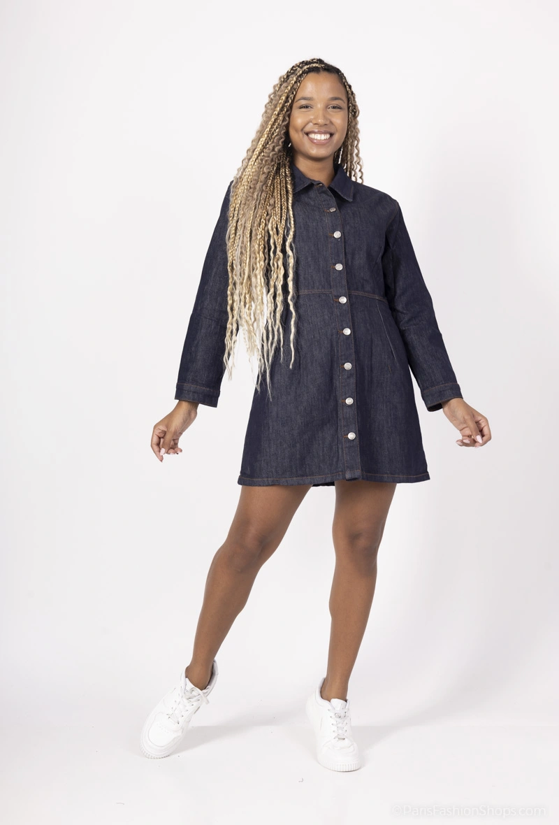 Robe en jean à manche longue