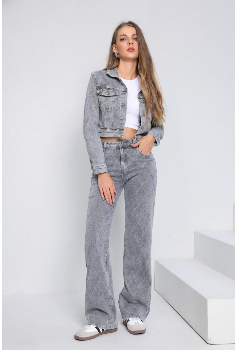 Jean large motif diamant